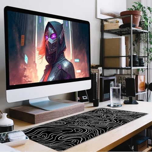 Large Mouse Pad Big Desk Mat Large Office Desk Pad, White Line