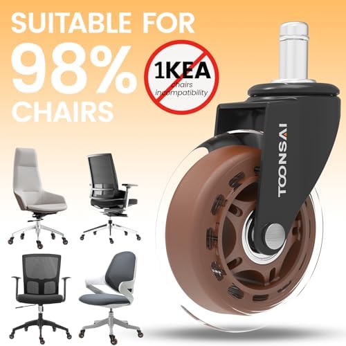 3 Inch Office Desk Chair Wheels Replacement, Stem 7/16-7/8,(Brown)