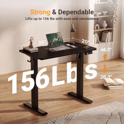 Claiks Electric Standing Desk 35x20 Inch Adjustable Desk, Black