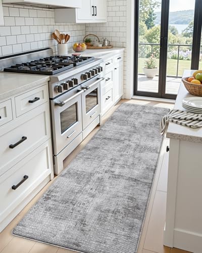 DEXI Kitchen Floor Mats Cushioned Anti Fatigue Runner, 23x107 Dark Grey