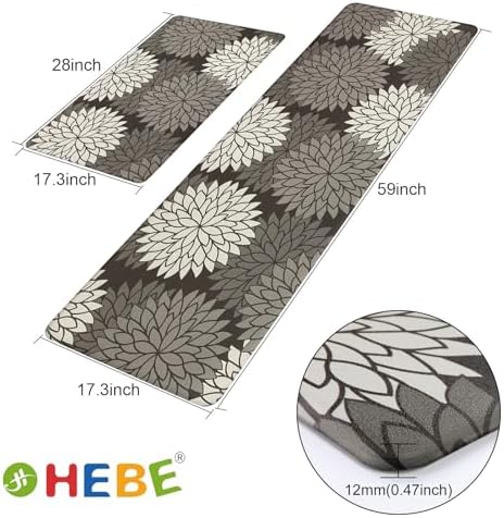 HEBE Anti Fatigue Kitchen Rugs Set of 2, Cushioned Kitchen Mats for Floor