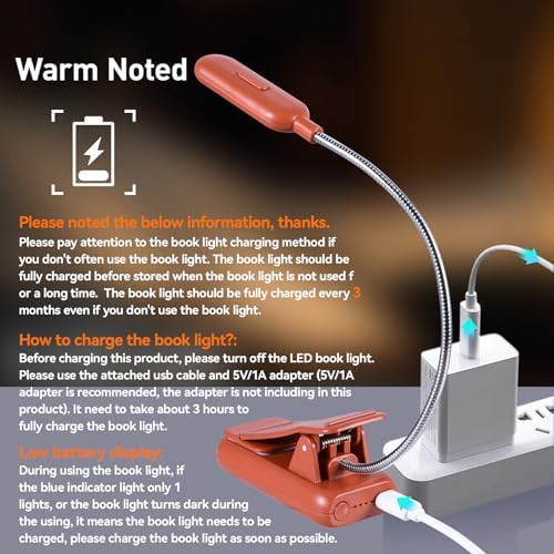 VAVOFO Rechargeable Reading Light, Clip on Book Light for Reading in Bed