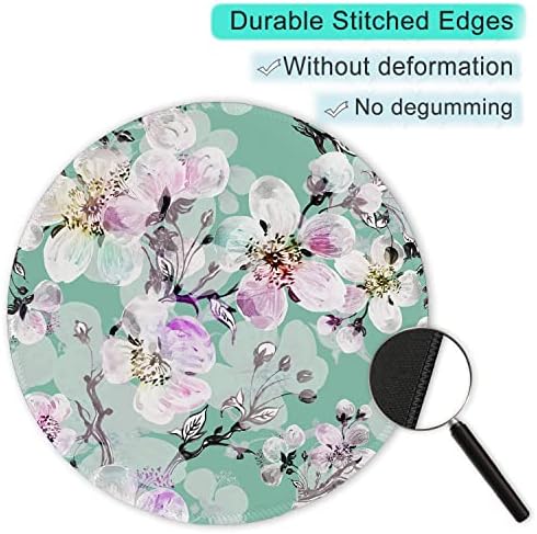 ITNRSIIET Round Mouse Pad with Stitched Edge Premium-Textured Waterproof Non-Slip Rubber Base Desktop Protection Mat Diameter 8.7 inches, Beautiful Flower Art