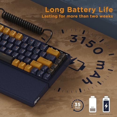 RK ROYAL KLUDGE S70 Ergonomic Split Keyboard, Tactile Brown Switch Black