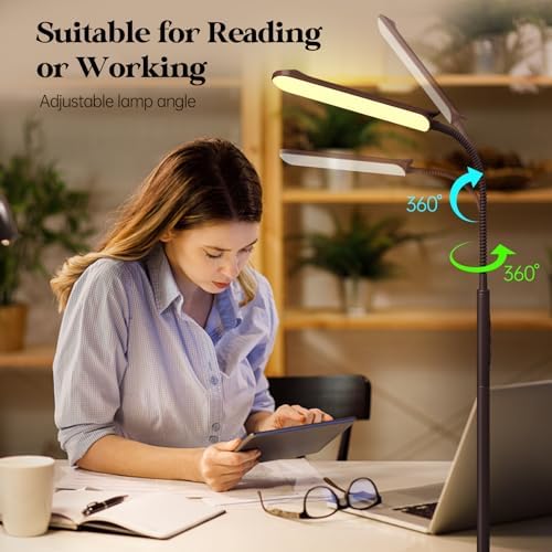 Aisutha LED Floor Lamp, 18W Super Bright Floor Lamp for Living Room, Adjustable Stepless Colors & Brightness Standing Lamp, Eye Caring Reading Light with Remote& Touch Control for Bedroom Office