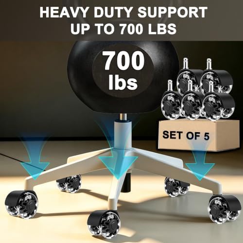 2" Caster Wheels Set of 5, Heavy Duty Office Chair Wheels