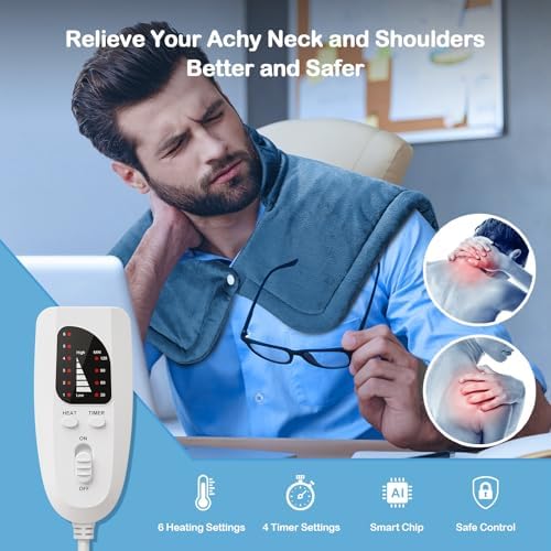 NIUONSIX Heating Pad for Neck Shoulders and Back, 2lb Weighted Heat Wrap