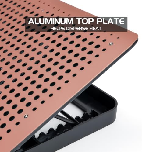ENHANCE Aluminum Laptop Cooling Pad, 6-Fan Laptop Cooler Stand for 17 Inch Laptops, 7-Height Adjustable Riser with Fan Speed Control, USB Data Pass-Through, Modern Design for Home Office School (Clay)