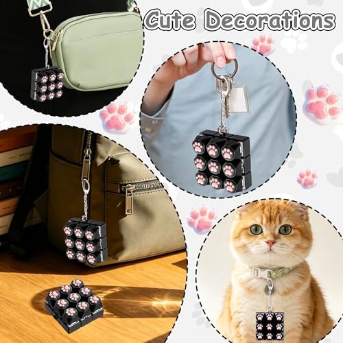 Cat Paw Keyboard Fidget Toy, Keyboard Fidget Keychain 9-in-1 Keyboard Decompression Button Finger Clicker Toys, Cute Soft Click Buttons Fidget Toy ADHD Sensory Fidget Toys Stress Relief Gifts(Black)