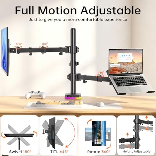 Afaloona RGB Monitor & Laptop Stand with USB Hub, Charging & Data Transfer