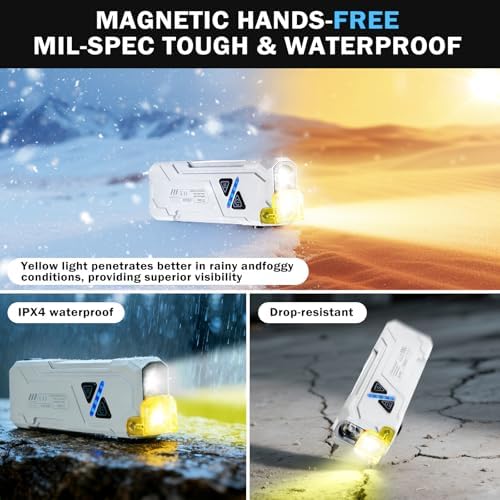 EDC Flat Flashlight Rechargeable, Pocket Light, with UV Light White