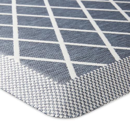 MARTHA STEWART Miles Modern Diamond Anti-Fatigue Air-Infused Kitchen Mat, Blue, 19.6"x39"