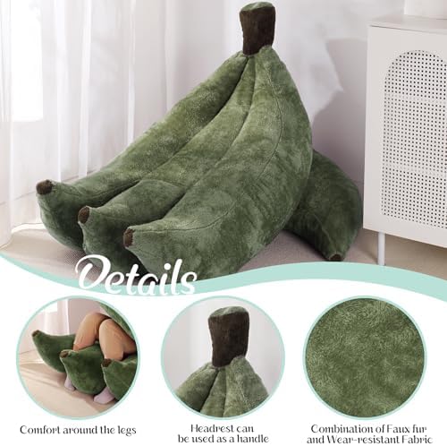 Banana Bean Bag Chair with Ottoman, Floor Sofa Bed with Footrest, Comfy Convertible Lounger for Teens & Adults, Plush Couch for Bedroom, Living Room or Dorm, M-DarkGreen