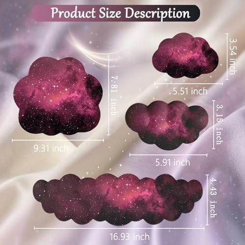 Cloud Mouse Pad Keyboard Wrist Rest for Mouse 4PCS Mini Small Stars Galaxy Desk Mat Pad Set Memory Foam Non-Slip Cute Ergonomic Gaming Mouse Wrist Support for Computer Home Office Pink Black
