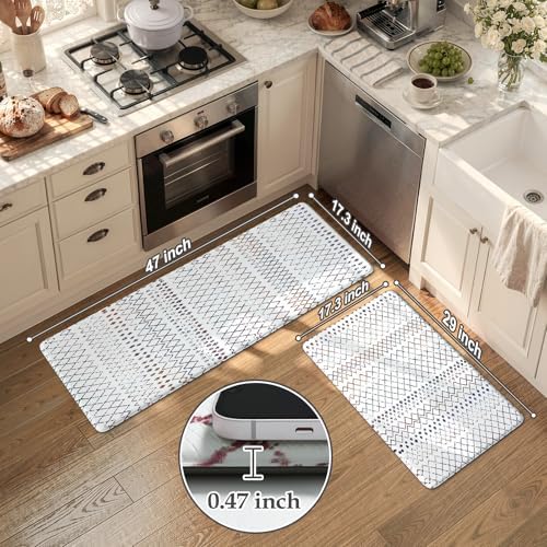 KIMODE Kitchen Mats 2PC Cushioned Anti Fatigue Boho Kitchen Rugs Home Decor