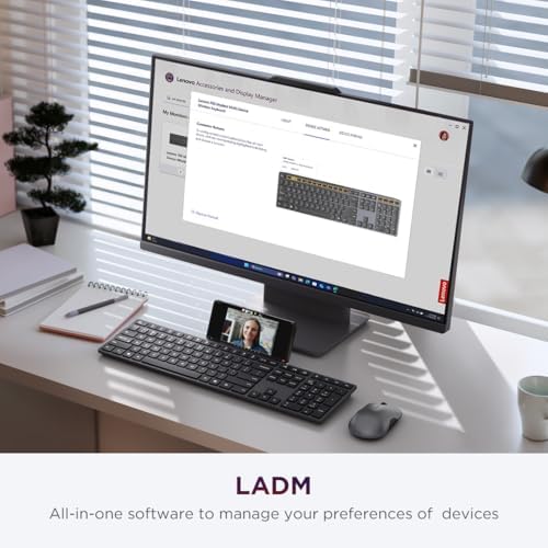 Lenovo 700 Modern Wireless Keyboard, 2.4 GHz Dongle & Dual Bluetooth Connection, AES-128 Encryption, 36 Month Battery Life, Luna Grey