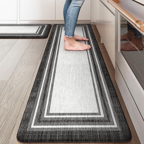 KIMODE Anti Fatigue Kitchen Mats,Non Slip Farmhouse Kitchen Rugs Sets 2 Pcs