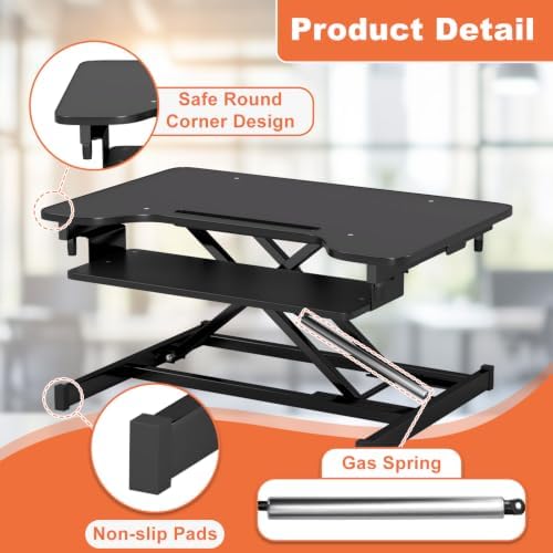 FDW 32 Inch Standing Desk Converter Computer Workstation Adjustable Height Desk Home Office Desk Sit Stand Desk Dual Laptop Monitor Riser (Black)