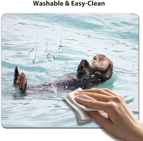 9.5x7.9 Inch Office/Gaming Mouse Pad, Lovely Floating Sea Otter in Ocean, Cute Anti-Slip Mat for Desk Decor