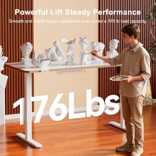 55 Inch Standing Desk with USB-C Port, Cable Management, White