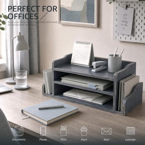 Wood Desk Organizer: File Organizer for Office Desk & Classroom, Royal Blue