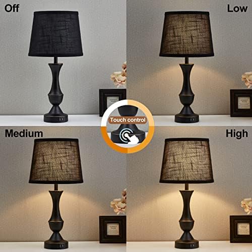 Luvkczc Black Touch Table Lamps Set of 2, 22" Tall Bedside Lamps