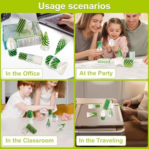 6 Pack Spiral Cone 3D Printed Fidget Toys Set, Yellow Green White