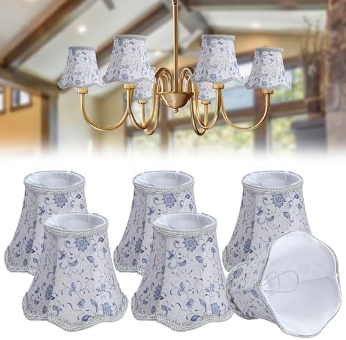 Fuloon Small Clip on Chandelier Lamp Shades, 6 Pack, Irises