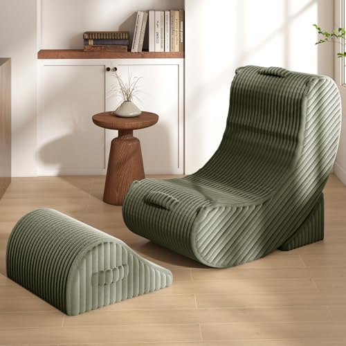 Quiet Rocking Chair, 3-in-1 Adjustable Boneless Floor Recliner for Adults