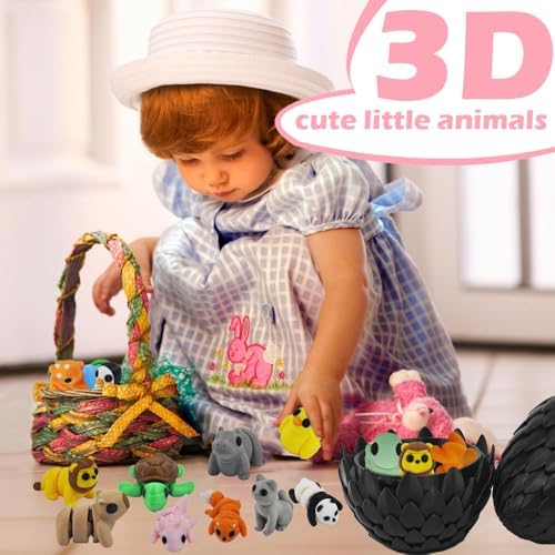 25 pcs Animal Figurines with Dragon Egg, 3D Printed Animal Figurines Set with Dragon Egg, Articulated, Party Favors, Gifts for Boys Girls Toddlers, Office Desk Pets, Classroom Rewards