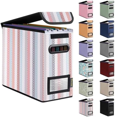BALEINE File Organizer Box with Lid, Collapsible Hanging File Storage Box