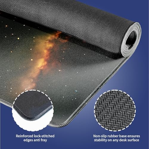 Cute Space Cat Meme Large Mouse Pad, Galaxy Kitten Chasing Taco Desk Mat
