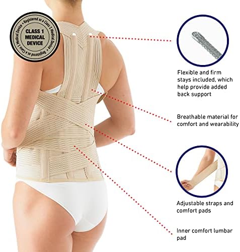 Neo-G Dorsolumbar Support Brace - Back Support For Early Kyphosis, Rounded Shoulders, Posture Correction, Muscular Aches, Lumbar Support - Adjustable - Class 1 Medical Device - XX-Large - Tan