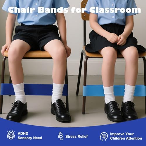 16 PCS Chair Bands With Fidgety Feet Colorful Chair Fidget Bands Desks Stretch Foot Band for ADHD Sensory Flexible Band Classroom Home Chair Fidget Tools Multi Color