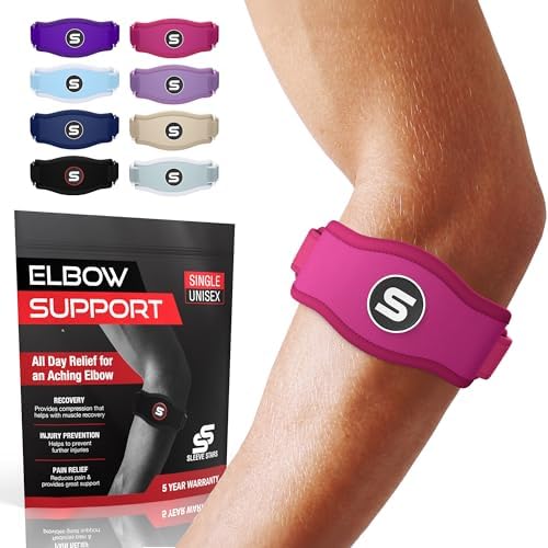 Sleeve Stars Tennis Elbow Brace Men & Women, Fits 9"-23" (Pair/Hot Pink)