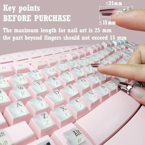 80 Pcs Long Nails Raised Keyboard Stickers for Typing & Gaming Gap Expander