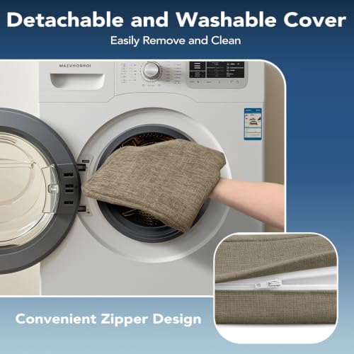 Chair Cushions for Dining Chairs, Non Slip Chair Pads with Ties and Washable Covers, Memory Foam Kitchen Chair Cushions Set of 8, 16"X16"X2.5", Khaki