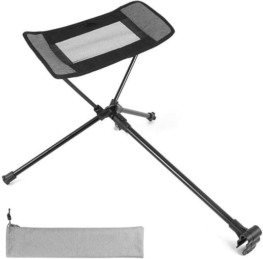 Universal Folding Camping Chair Foot Rest Ottoman Portable Recliner Lazy Retractable Footstool Leg Rest Chair for Hiking Fishing Beach (Gray)
