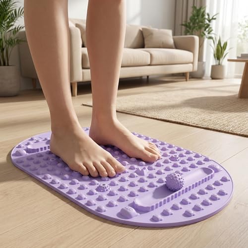 Acupuncture Mat for Foot Reflexology, Silicone Foot Massage Mat with Non-Slip Backing - Thick Acupressure Pad for Standing Desk, Home Gym, Yoga and Stress Release