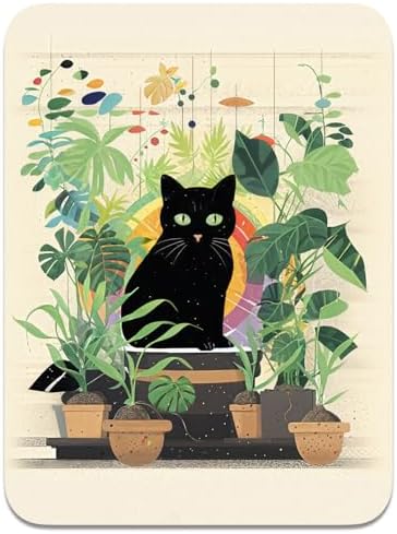 Small Mouse Pad, Mini Mouse Pad 6 x 8 Inch, Thick Rubber Waterproof Mouse Mat, Cute Mousepad for Women Men Wireless Mouse Laptops Home Office, Cat on Flowerpot