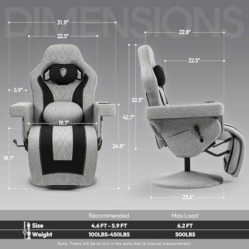 Dowinx Gaming Recliner Chair No Wheels with Footrest Shtasu Massage Lumbar