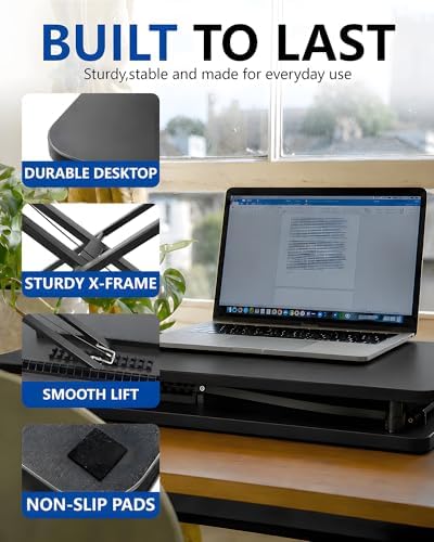 Standing Desk Converter Adjustable, 25.16" x 15.75" Sit Stand Desk Riser
