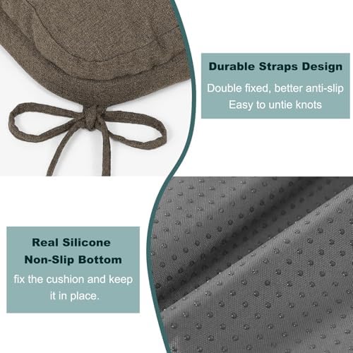 baibu Patented Dual-Layer Dining Chair Cushion, 16.5 x 16.5 x 3.5 in, Brown