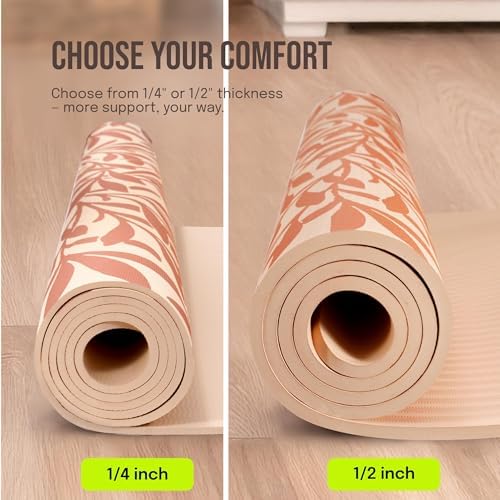 Gogokiwi Large Yoga Mat (6'x4') – 1/4" & 1/2" Thick Exercise Mats for Home Workout, Extra Wide Workout Mats for Home Gym, Yoga, Pilates, Stretching, Floor & More