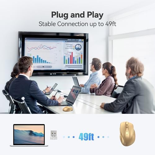 TECKNET Wireless Mouse, 2.4G Ergonomic Computer Mouse, 2600 DPI, Gold