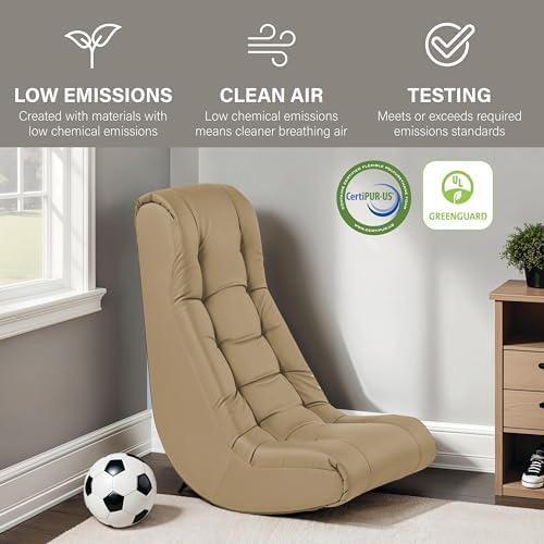 FDP Tufted Floor Rocker for Kids, Teens and Adults Comfortable, Ergonomic Chair for Reading, Playing Video Games, or Watching TV - Sand, 10488-SD