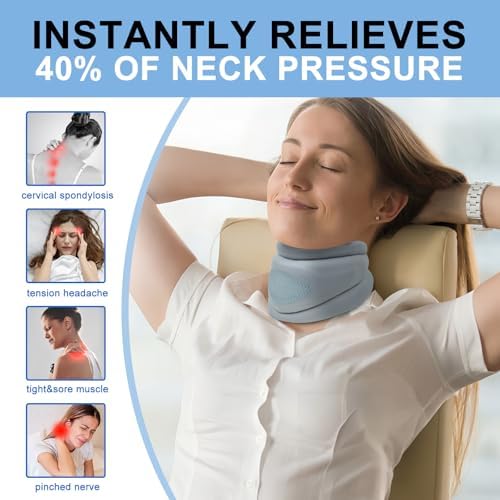 Neck Brace Cervical Collar, Neck Support Brace for Sleeping, EVA composite Soft Memory Foam Padding Relieves Cervical Spine Pressure, Sleeping Upright, Snoozing, Sleep Apnea (Enhanced-Grey)