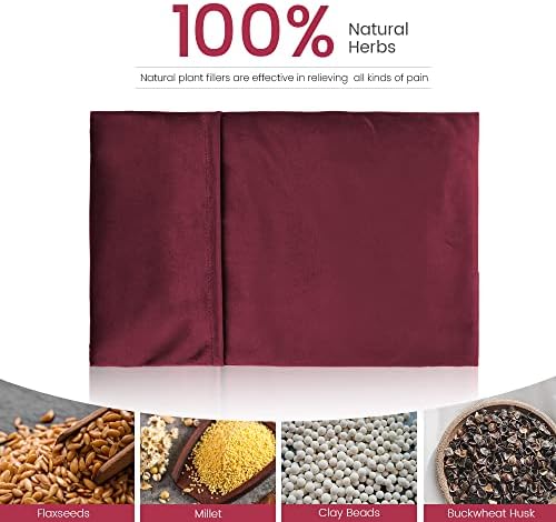 Microwave Heating Pad 8 * 12" Microwave Bean Bag Heating Pad for Neck and Shoulders, Moist Heat Pack Pillow Warm Compress for Knee, Muscles, Joints, Abdomen - Wine Red
