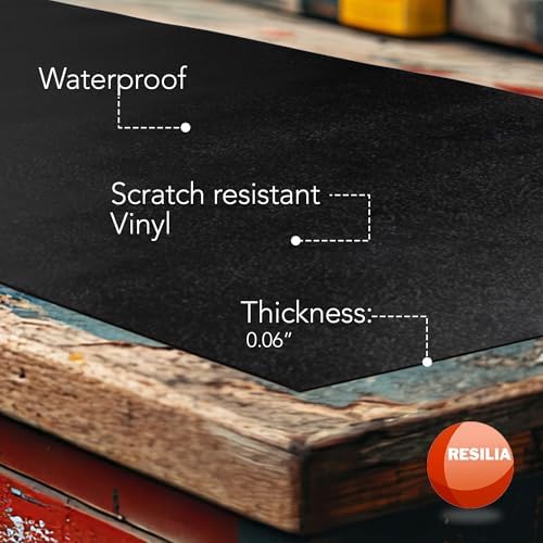 RESILIA Work Bench Mat - 40" X 96" X 0.06" Scratch-Resistant PVC Mats - Protect Your Workbench, Table, or Tool Station from Painting, Woodworking, Crafting, Building, & More, Black, Made in USA