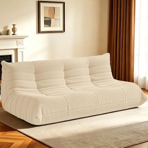HABUTWAY Bean Bag Chairs Fireside Lazy Floor Sofa,3 Seater,Khaki